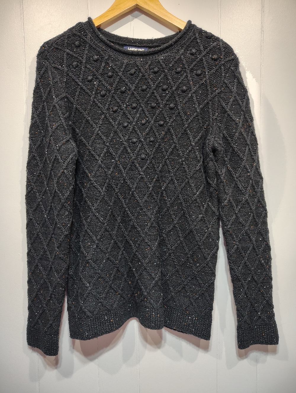 Lands End Crewneck Sweater Black Size Medium